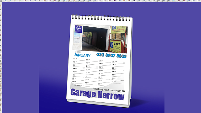 Garage Harrow Desktop Calendar